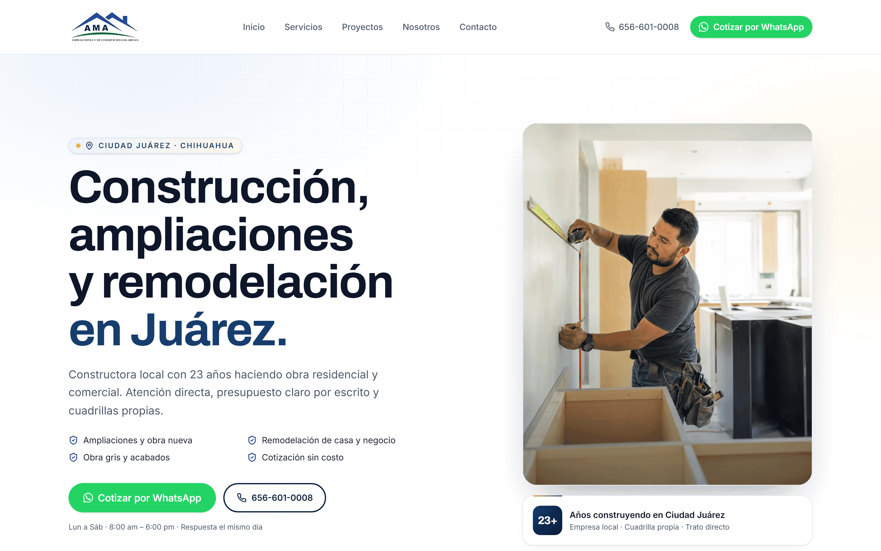 Los Abeles · sitio web del contratista