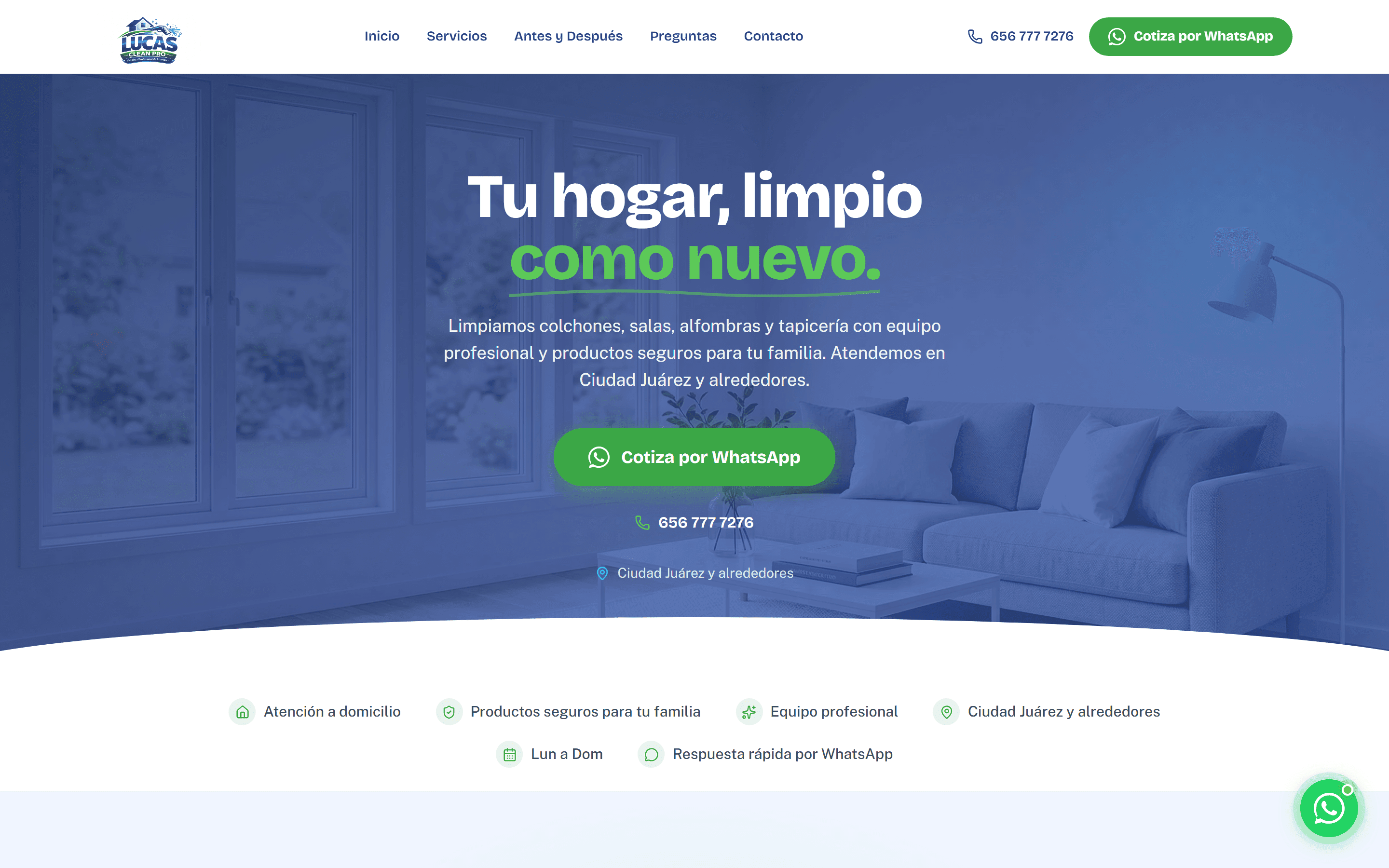 Lucas Clean Pro · sitio web del servicio de limpieza