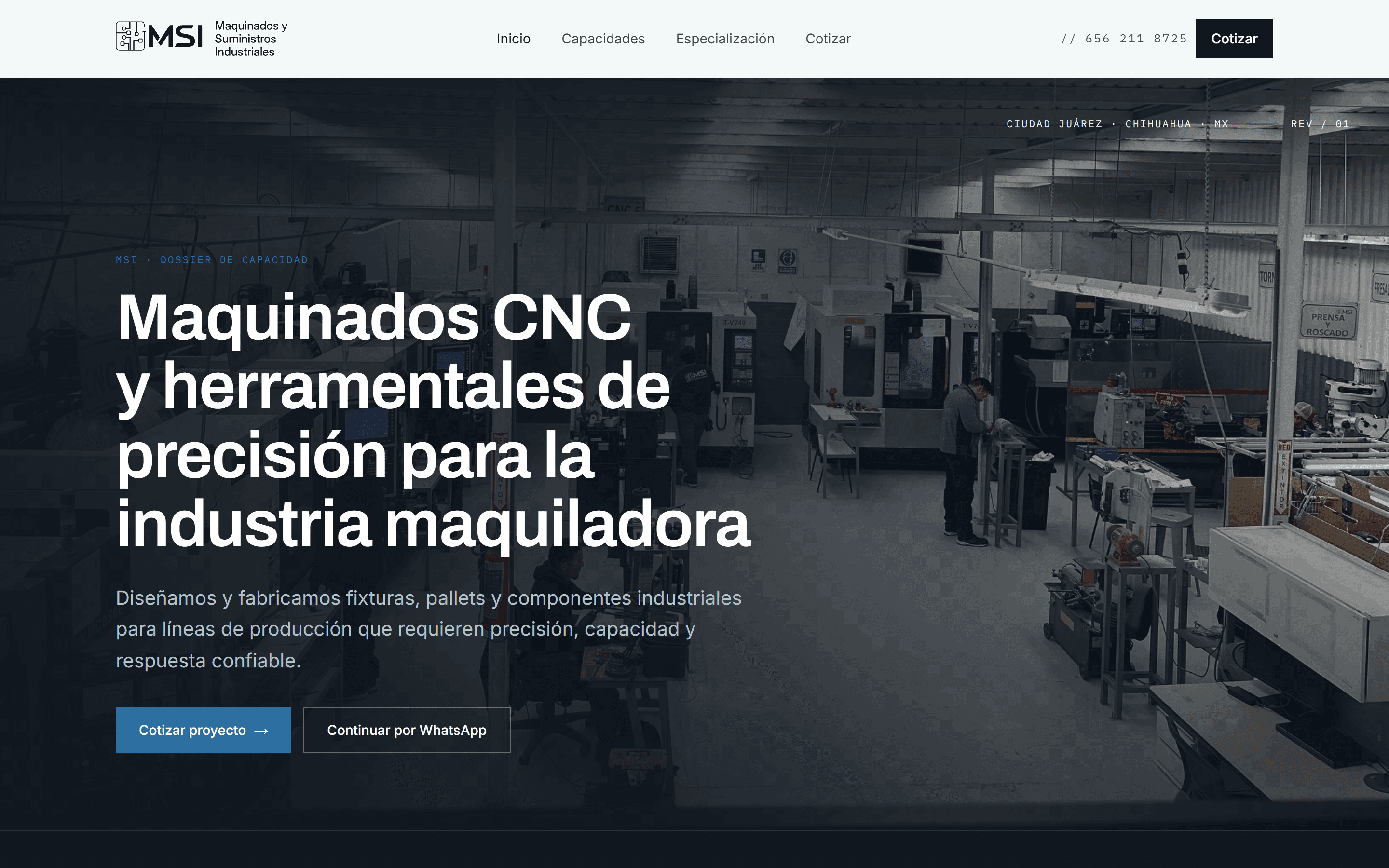 MSI · sitio web de la empresa de maquinados y suministros